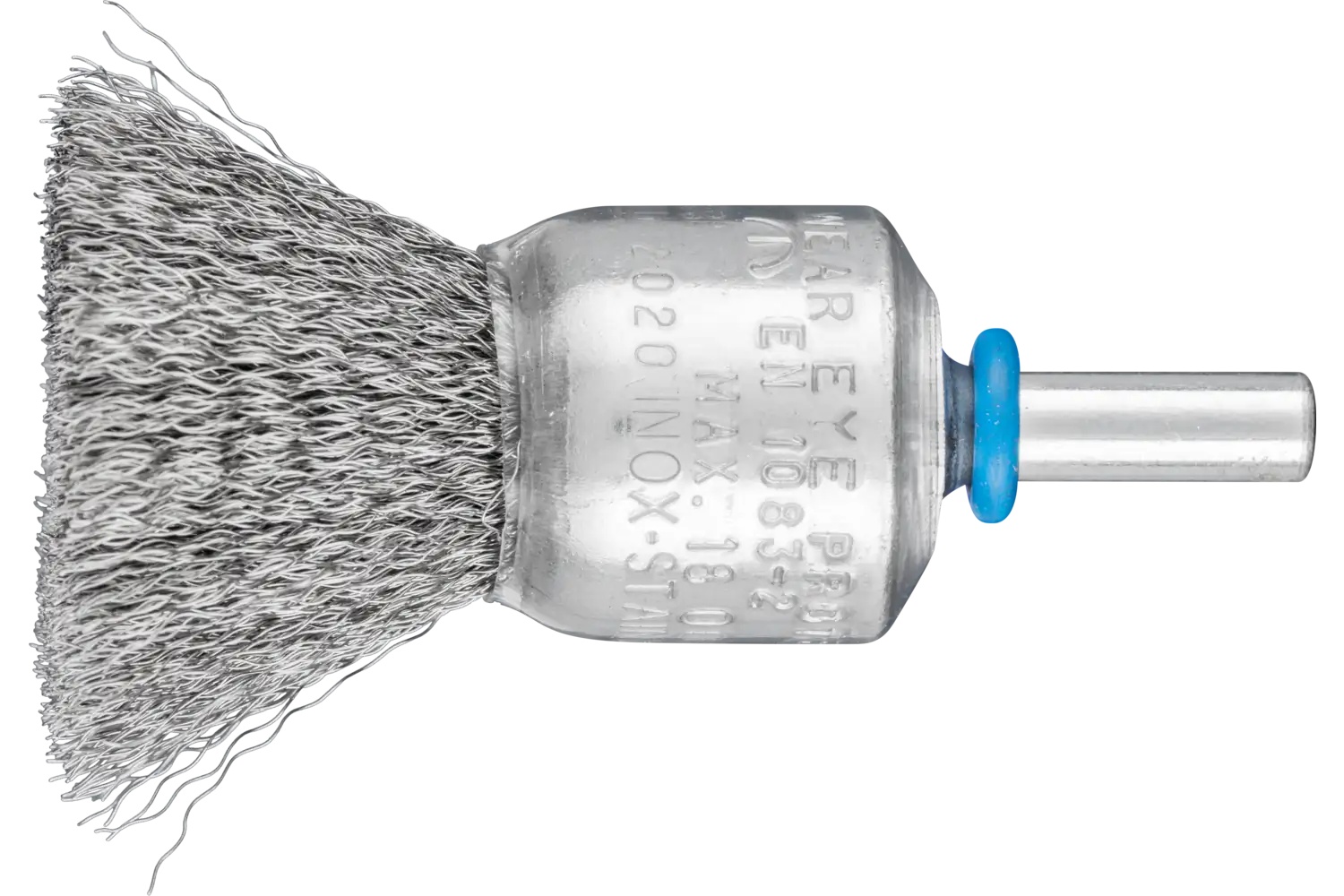 Picture of Pferd Crimped Wire Coated Cup End Brush 3/4" Dia. .006 Stainless Steel 1/4" Shank